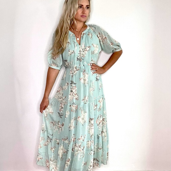 Motherhood Maternity Mint Green Floral Maxi Dress